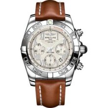 Breitling Chronomat B01 Stainless Steel Polished Bezel AB011012/G676-leather-gold-deployant