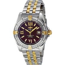 Breitling Cockpit Lady Burgundy Diamond Gold and Stainless Steel Ladies Watch B7135653-K520TT