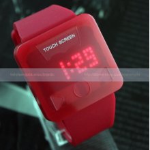 Bright Green Touch Screen Red Digital Led Date Unisex Outdoor Sports Wrist Watch