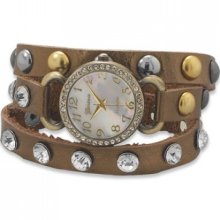 Bronze Leather Fashion Wrap Watch