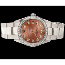 Brown diamond dial bezel datejust watch Stainless steel oyster bracelet rolex - Brown - Stainless Steel