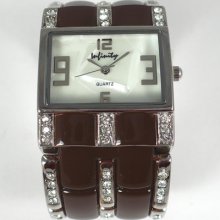 Brown Enamel Ladies Bangle Watch