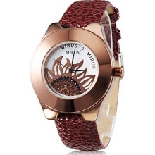 Brown Women's Dress Style Leather Analog Quartz Wrist Watch