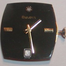 Bulova 11aocd 17 Jewel Swiss Watch Movement, Black W.diamond Dial..runs