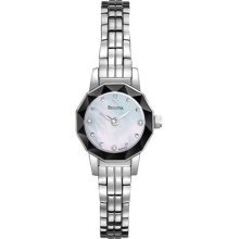 Bulova 96p128 Ladies Watch Mother Of Pearl Dial Stainless Steel Quartz