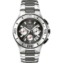 Bulova Black & Stainless Marine Star Chronograph - Rotating Bezel -