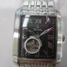 Bulova Japan Men's Watch Skeleton Automatic 21 Jewels All Stainless S Original