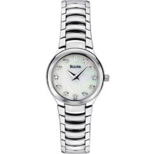 Bulova Ladies Mother Of Pearl Dial Diamond Watch 96p20 Retail Price Is $375