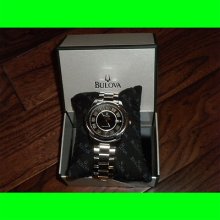 Bulova Mens Precisionist Claremont Stainless Steel Black Dial Watch 96b129