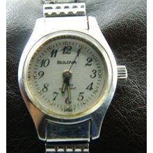 Bulova Swiss Movement Petite Face Ladies Working Watch Silver T