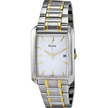 Bulova White Dial Two-tone Stainless Steel Mens Watch 98b123