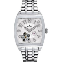 Bulova Wmn Bva Series Floral Aperture Dial Watch 96p119