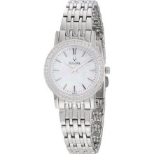 Bulova Women's Round Diamond Bezel White Dial Quartz Watch 96r164