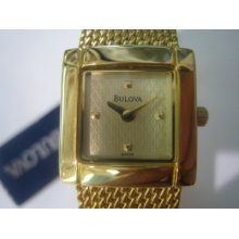 Bulova Women's Watch Quartz All Stainless S.gold Elegance Mesh Band Original