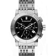 Burberry Men's Chronograph Silver Tone Stainless Black Dial Watch BU2304