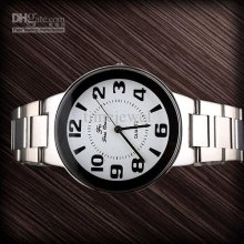 By Ems Women's Quartz Watch Black Case Rim Stainless Steel Band Big