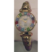 CA DORO Murano Millefiori Bangle Watch - Clear Lilac