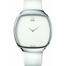 Calvin Klein White Leather Strap Mens Watch K0W23601