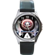 Captain AmericaUnisex Silver-Tone Round Metal Watch 08