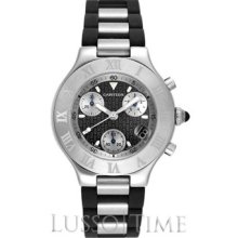 Cartier Must 21 Chronoscaph Black Rubber Unisex Timepiece - W10125U2