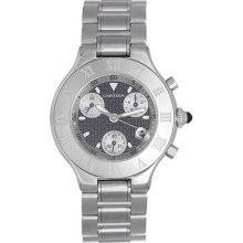 Cartier Must De 21 Chronoscaph Mens Steel Chronograph Watch W10172t2