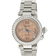 Cartier Pasha C Stainless Steel Swiss 2ct Diamond Automatic Midsize Watch