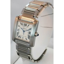 Cartier Tank Francaise Stainless Steel Automatic With Date Men's 32mm Watch.