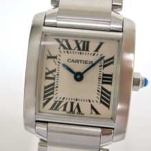 Cartier Tank Francaise Wristwatch SS White Silver Ladies