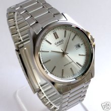 Casio Steel Silver Round Dial With Date Men's Watch-4 (special Offer)