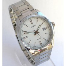 Casio Steel White Round Dial With Date Men's Watch-1