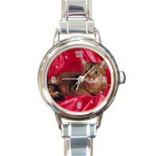 Cat 2 Abyssinian Ladies Personalized Watch Custom Charm Band