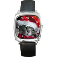 Cat Kitten Square Metal Watch 12