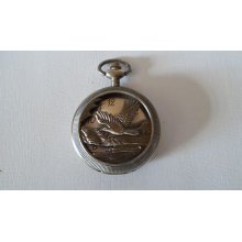 Cedar Creek Pocket Watch With Eagle Cover Plate Works Great