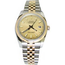 Champagne stick dial rolex datejust watch two tone jubilee men's rolex - Yellow - Metal - 6