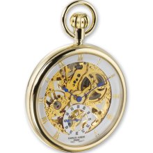 Charles Hubert 18k Gold-plated Full Skeleton Dial Pocket Watch