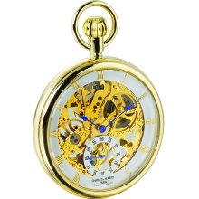 Charles Hubert IP-plated Full Skeleton Dial Pocket Watch