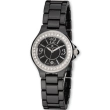 Charles Hubert Ladies Black Ceramic Crystal Bezel Watch XWA3248