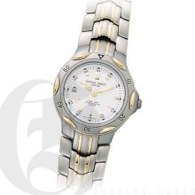 Charles Hubert Premium Solid Titanium Ladies White Dial Two Tone Watch with Date 6654-W