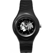 Chicago Blackhawks Shadow Black Sport Watch w/White Logo