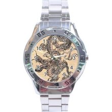 Chinese Dragon Stainless Steel Analogue Watch