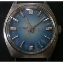 Citizen 21j Vintage Mechanical Winding Men Blue Face Antique Classic Watch