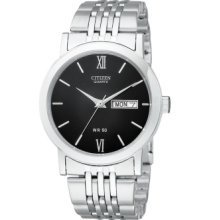 Citizen Bk 4050-54e Citizen Men's Black Dial All Silver Steel Day, Date Watch