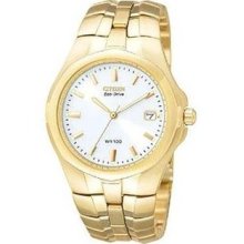 Citizen Bm0192-59a Men's Eco-drive Gold Tone Ss Band Silver Dial Watch