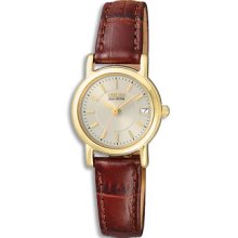 Citizen Eco-Drive Brown Leather Strap Ladies Watch