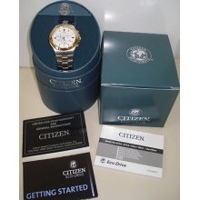 Citizen Eco-drive Chronograph Two-tone Men's Watch At0934-52a 5 Year Waranty