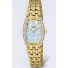 Citizen Eco Drive Ladies` Gold Silhouette Crystal Watch (29x20 Mm Case)