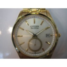 Citizen Eco-drive Men's Watch Quartz Stainless S Gold Tone Solar Power Original