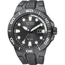 Citizen Men's Eco Drive Black Ion Case Diver Watch Bn0095-08e