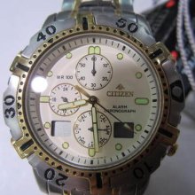 Citizen Promaster Men's Watch Alarm Chrono All Stainless S Two Tone Original