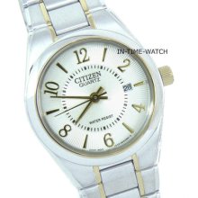 Citizen Quartz Japan Lady Watch Two Tone Stainless Steel Eu3064-51a Wr